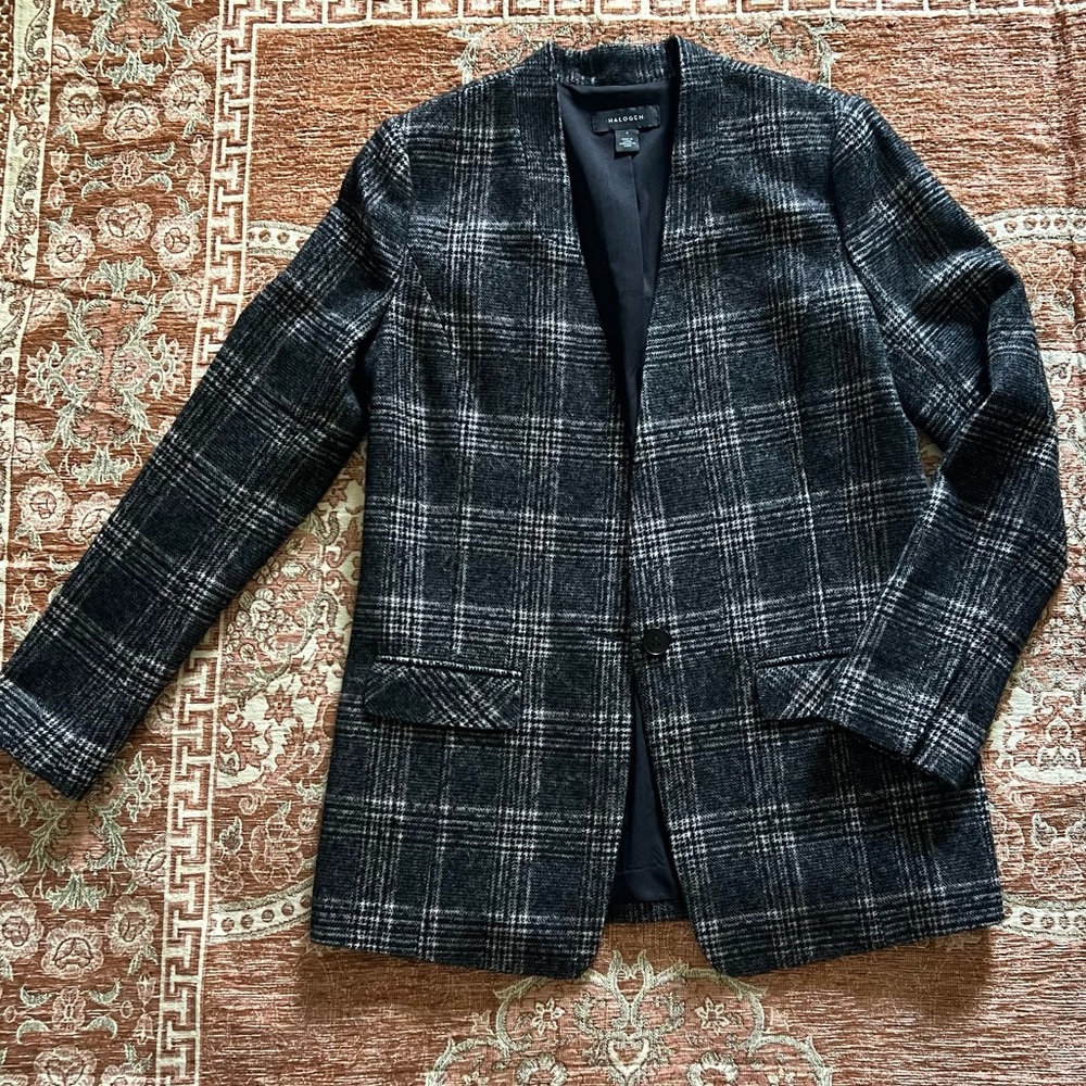Halogen Single breasted Plaid Blazer